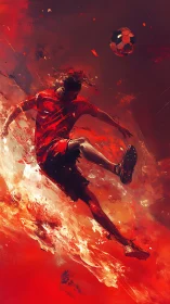 Fiery soccer kick captures pure motion and bold energy