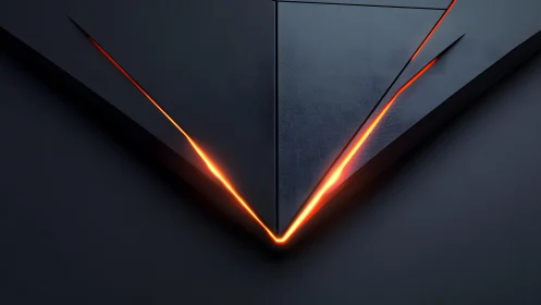 Futuristic dark geometric design with glowing orange accents.