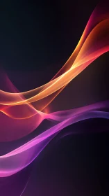 Digital painting of luminous ribbon waves on dark gradient field.