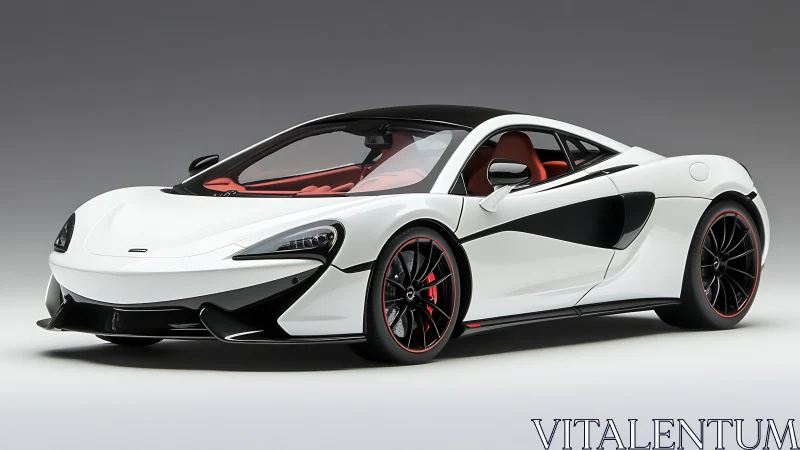 Sleek white sports car glides forward with bold, modern style