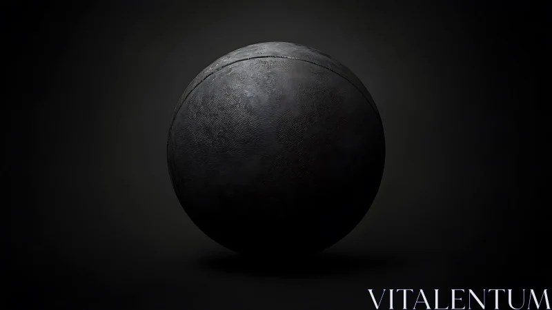 Textured black sphere emerges from a deep shadowed void.