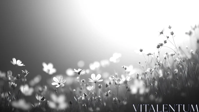 Wildflower Field. Monochrome Depth Study.