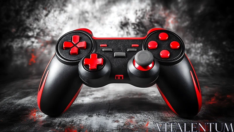 Red and Black Gaming Controller with Illuminated Design.