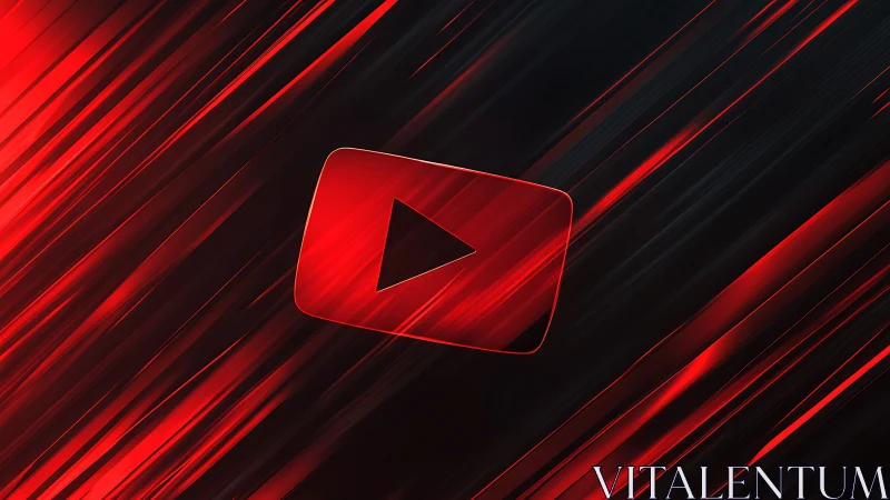 Red play button icon centered on dynamic diagonal streaks