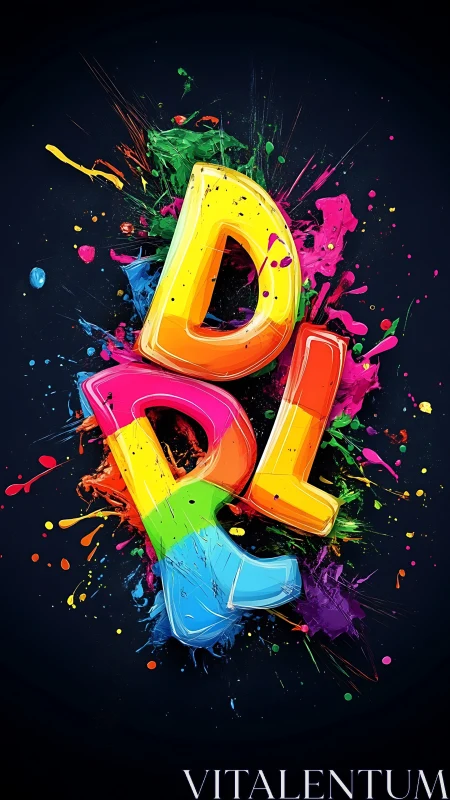 Vibrant 3D DPL lettering with dynamic neon paint splashes.