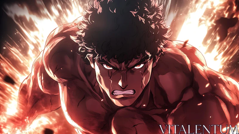 Blazing fury hurtles forward as a battle-scarred hero erupts