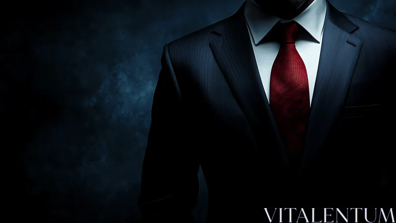 Professional Businessman in Formal Pinstripe Suit with Red Tie