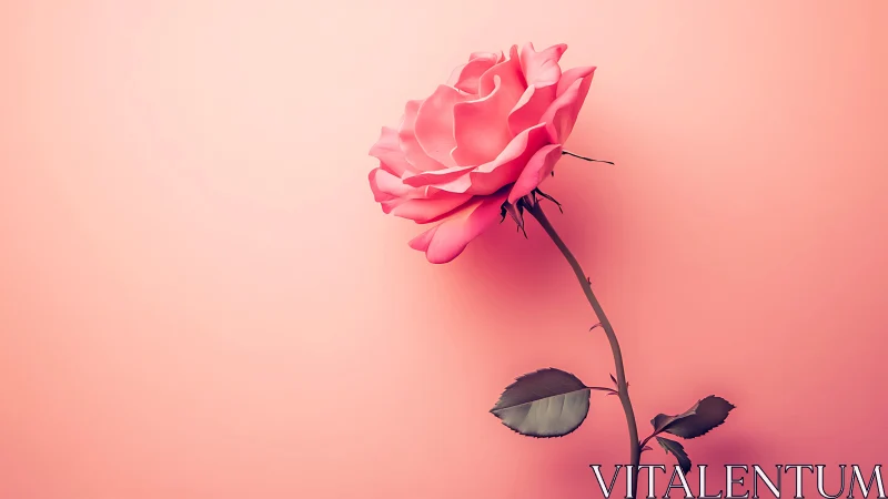 Pink rose bloom photographed against soft gradient background