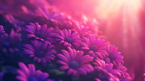 Radiant Pink Daisies Glowing in Soft Dreamy Light