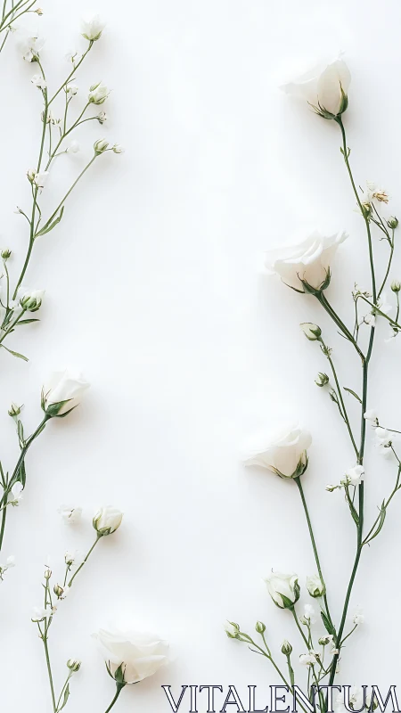 Delicate White Carnation Specimens Arranged on Neutral Background Surface