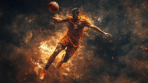 Blazing midfield comet kicking through a storm of sparks.