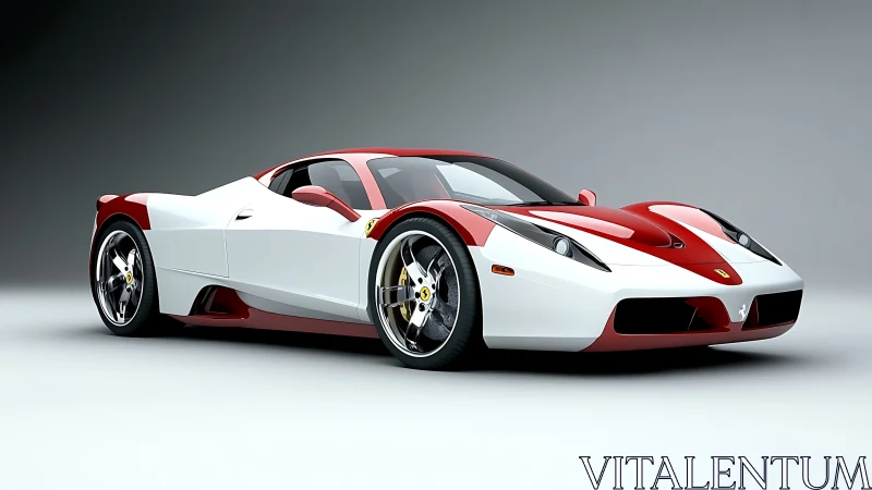 Crimson comet supercar poised on a spotless studio horizon.