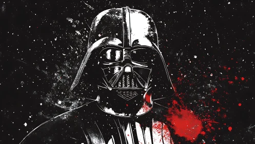 Dark armored figure in splatter style on black field.