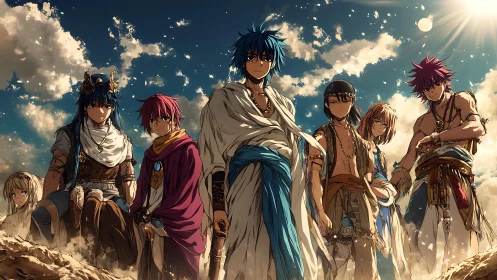 Desert sky companions gathered beneath a blazing sun.