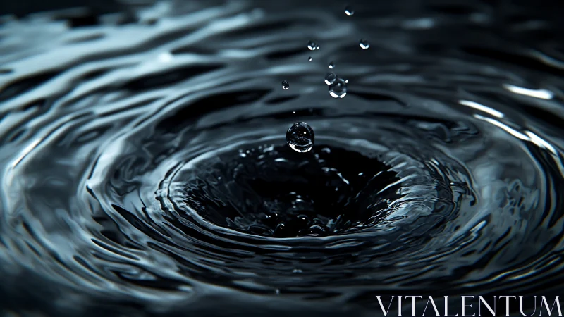 Dark liquid vortex captures suspended falling droplets sharply