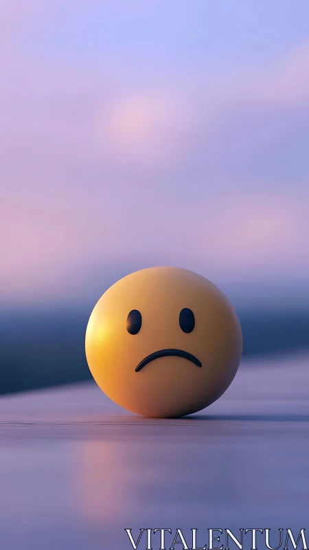 Soft sunset cradles a lonely sad emoji on the horizon