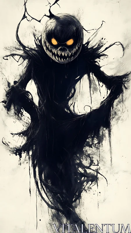 Sinister ink-splatter wraith with glowing eyes dominates frame