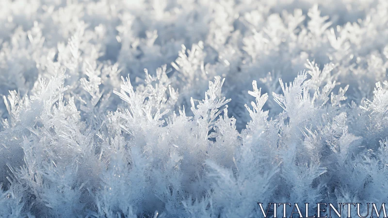 Delicate frost crystals sparkling in a gentle winter glow.