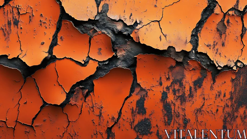 Weathered Orange Peeling Paint Texture with Cracks and Patina.