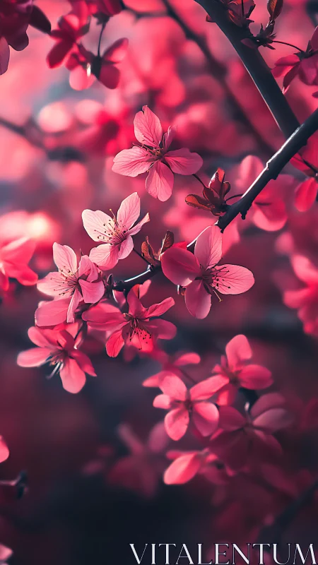 Pink Blossoms Dancing in Soft Magenta Light