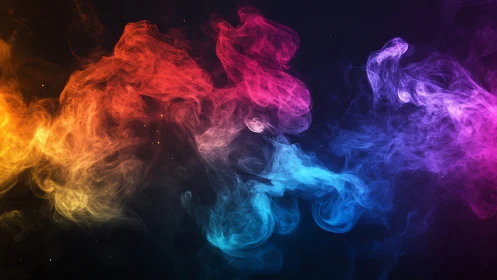 Chromatic nebulae collide in swirling spectral smoke dance.