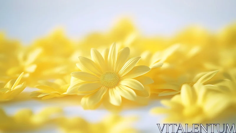 Yellow daisies in soft focus field composition