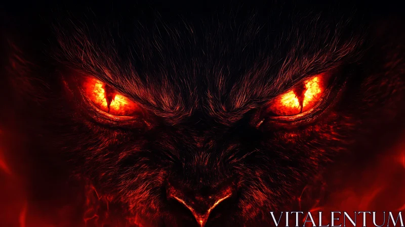 Fiery demonic gaze fills the frame with intense molten light