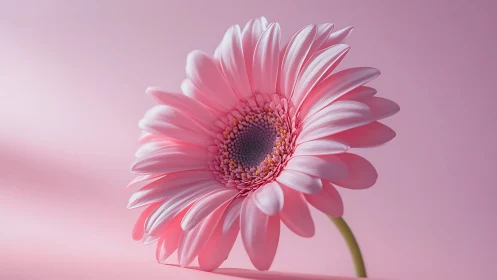 Pink Gerbera Daisy Against Monochromatic Background.