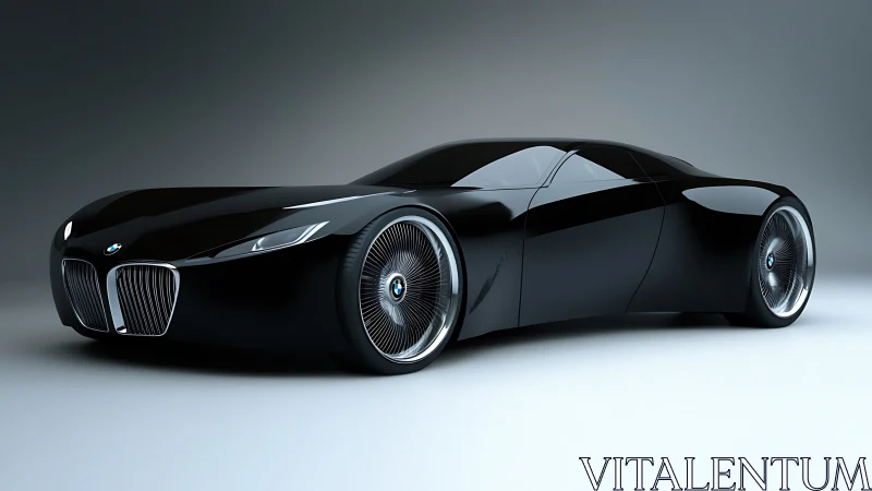 Midnight BMW concept coupe gliding through liquid shadow.