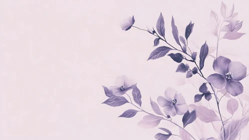 Translucent floral arrangement rendered in muted purple tonality