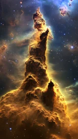 Ionized nebula pillar rendered with volumetric light scattering