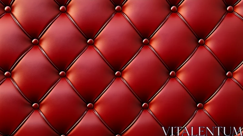 High-gloss tufted red leather upholstery with diamond quilting