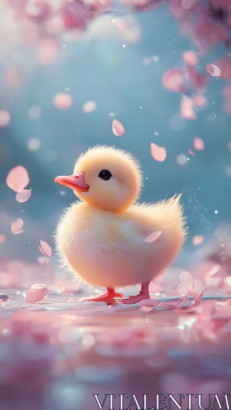 Softly lit duckling rendering under shallow depth of field bokeh