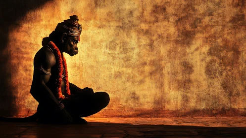 Gentle monkey sage in quiet golden meditation glow.