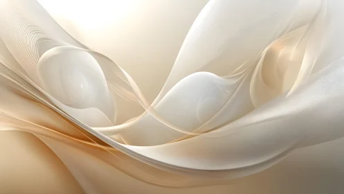 Elegant flowing abstract waves in soft neutral tones, digital art.