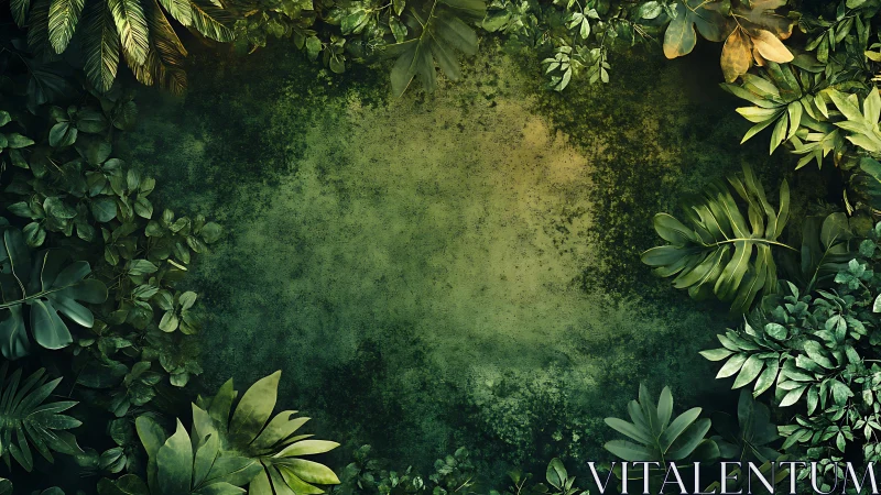 Verdant Foliage Frame with Textured Atmospheric Central Void.