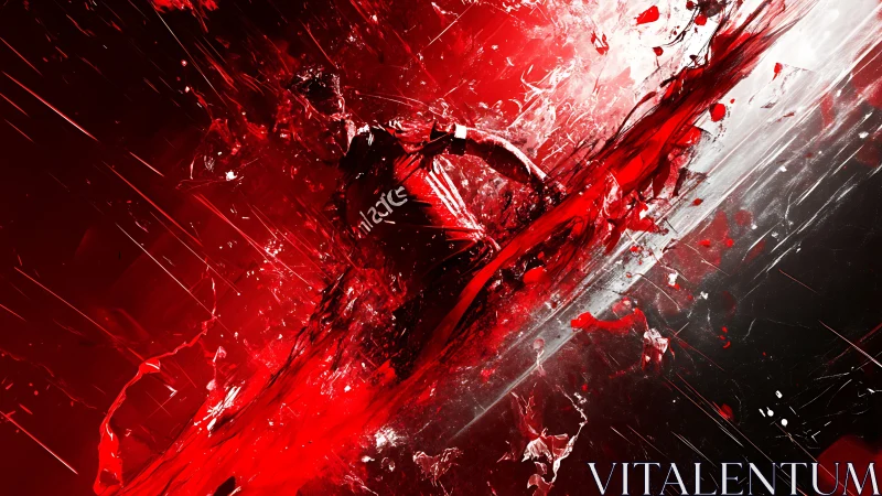 Red-slashed striker rockets through a storm of shattered light