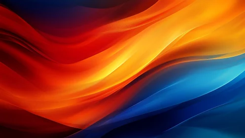 Radiant flame and tide ribbons in flowing digital abstraction.