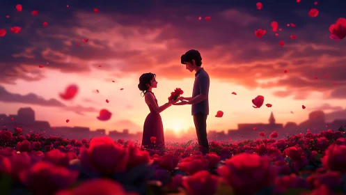 Love in Full Bloom at Sunset.