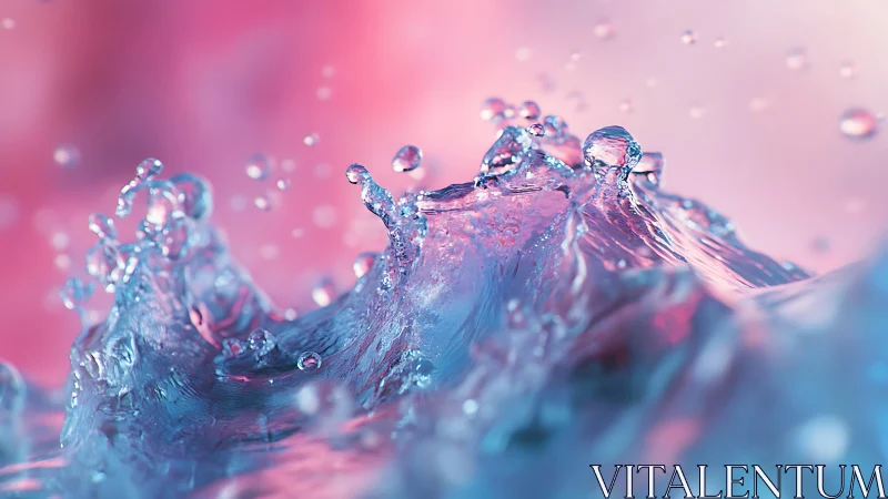 Macro fluid dynamics splash with bokeh-lit chromatic refraction.