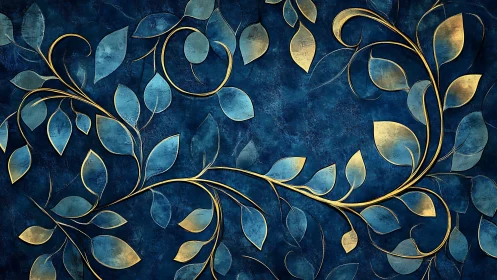 Midnight sapphire vines with gilded whispering leaves.