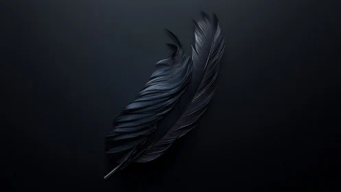 Black feathers on dark background with soft directional light.