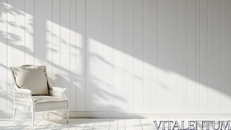Sunlit wicker throne in a hush-white coastal corner.