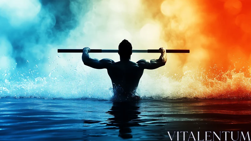 Stronger between fire and ice, a lone paddler rises.