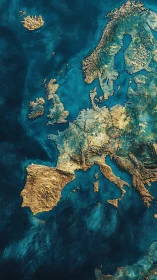 Textured satellite render shows detailed topography of Europe