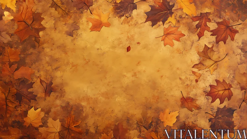 Fallen maple leaves frame a textured golden background