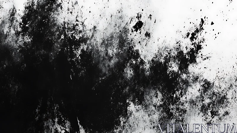 Bold black ink explodes across a stark white canvas scene