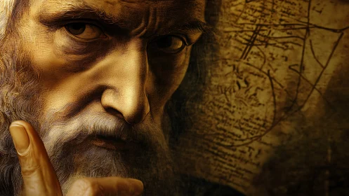 Golden sage of invention guards his swirling secrets.