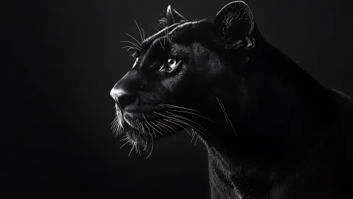 Black Panther Portrait in High-Contrast Chiaroscuro Technique