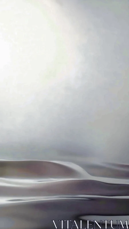 Soft light grazes metallic liquid waves in muted space